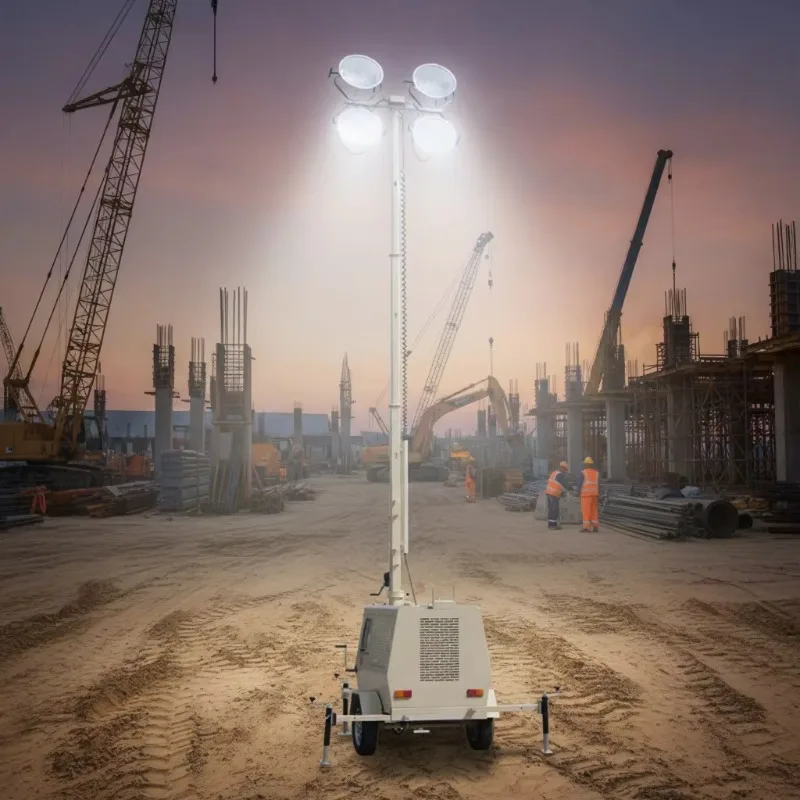 High Efficiency 9m 220V Portable Mobile Light Tower diesel Floodlight Tower