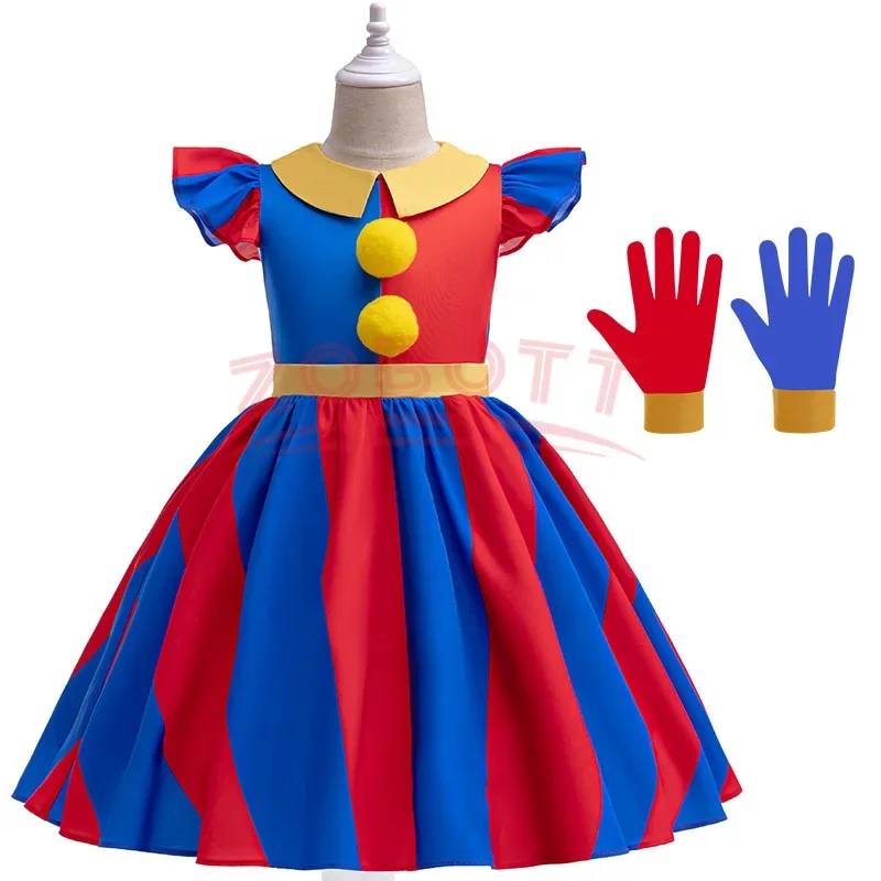 The Amazing Digital Circus Cosplay Costume 3-10 year Kids Dress Halloween Circus Pomni Birthday Party Dress Baby Girl Dress