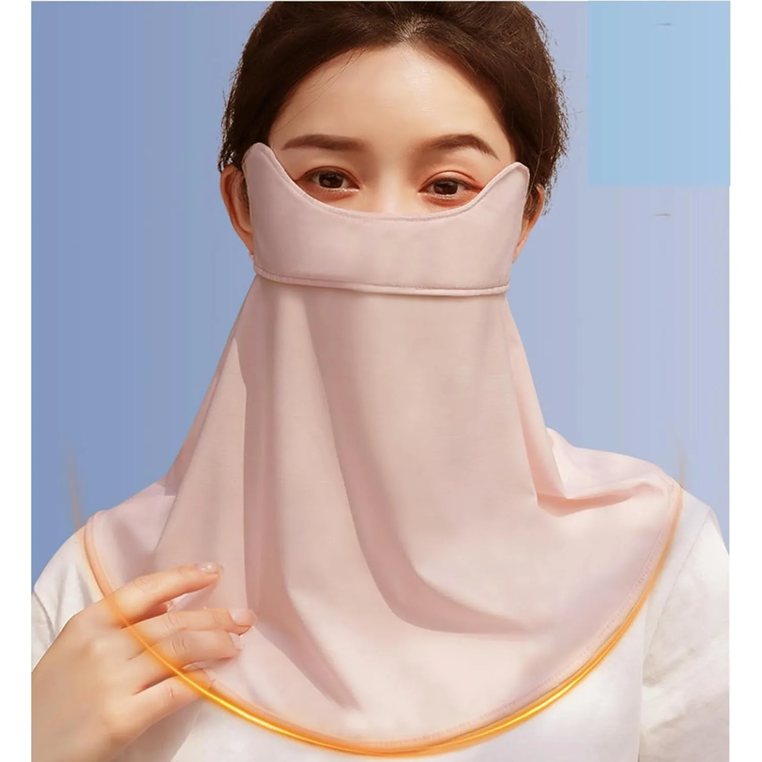 2Pcs UV Face Mask, Ice Silk Cooling Neck Gaiter + Sun Protection Face Mask, Lightweight Breathable Face Cover, Washable Reusable