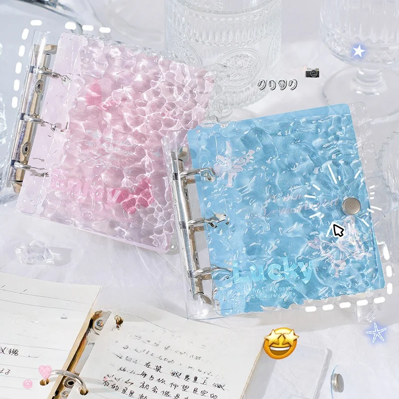 Portable Ins Style Scrapbooking Notebook High Aesthetic Detachable Ring Binder Small Size Student Female Version Wave Pattern...