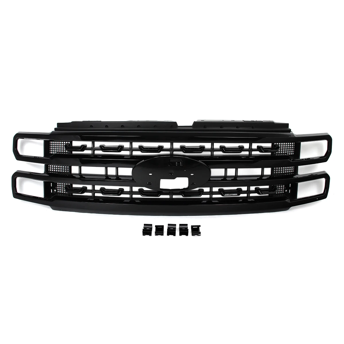 Glossy Black Modified Grille For 2023-2024 Ford F250 F350 F450 Super Duty Platinum Front Bumper Upper Grille PC3B-8200-CFSMAS