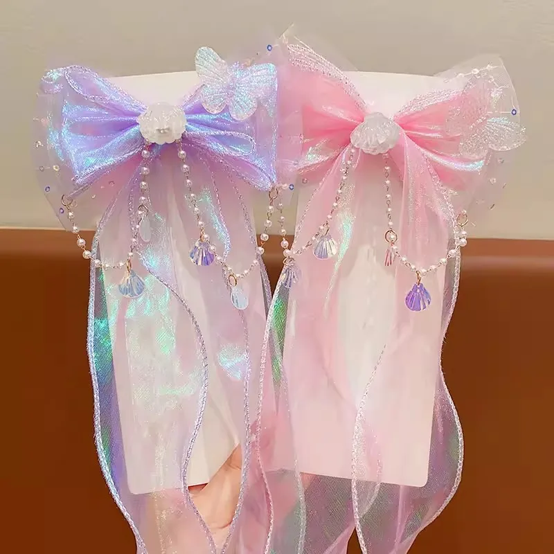

Mermaid Princess Streamer Hair Accessories Bow Hairpin Can Be Braided Card Girls Antique Braided Headgear Accessories Hairpin