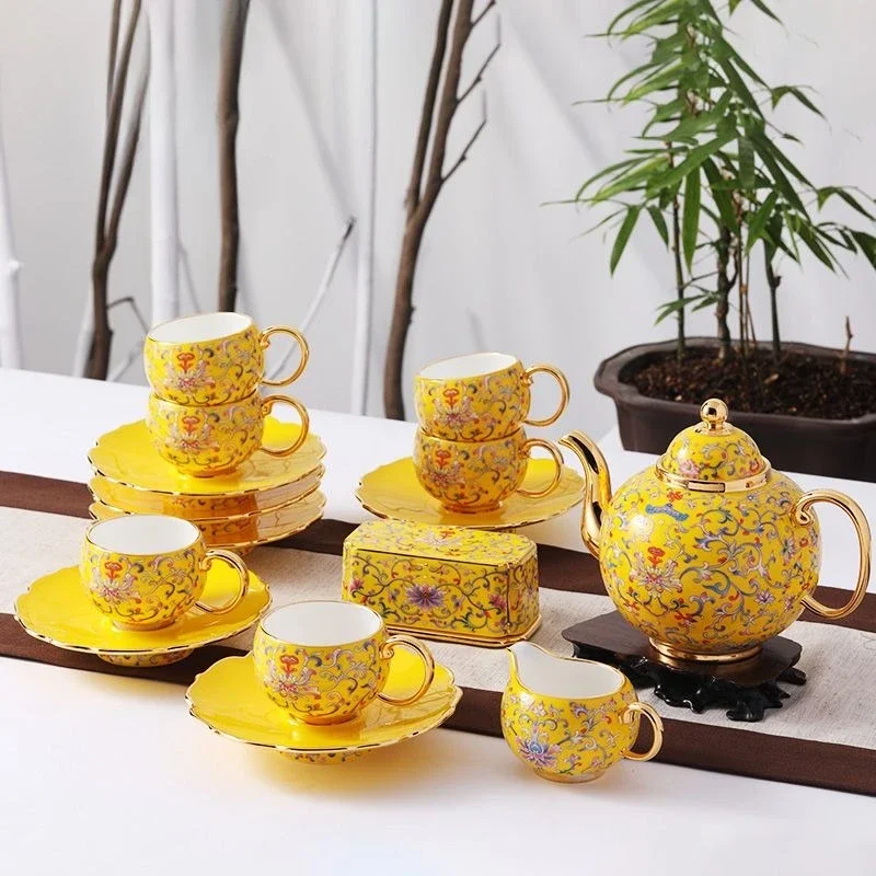 Porcelain New Court Porcelain 17 Head Tea Coffee Set Ceramic Afternoon Tea Set Gift Box