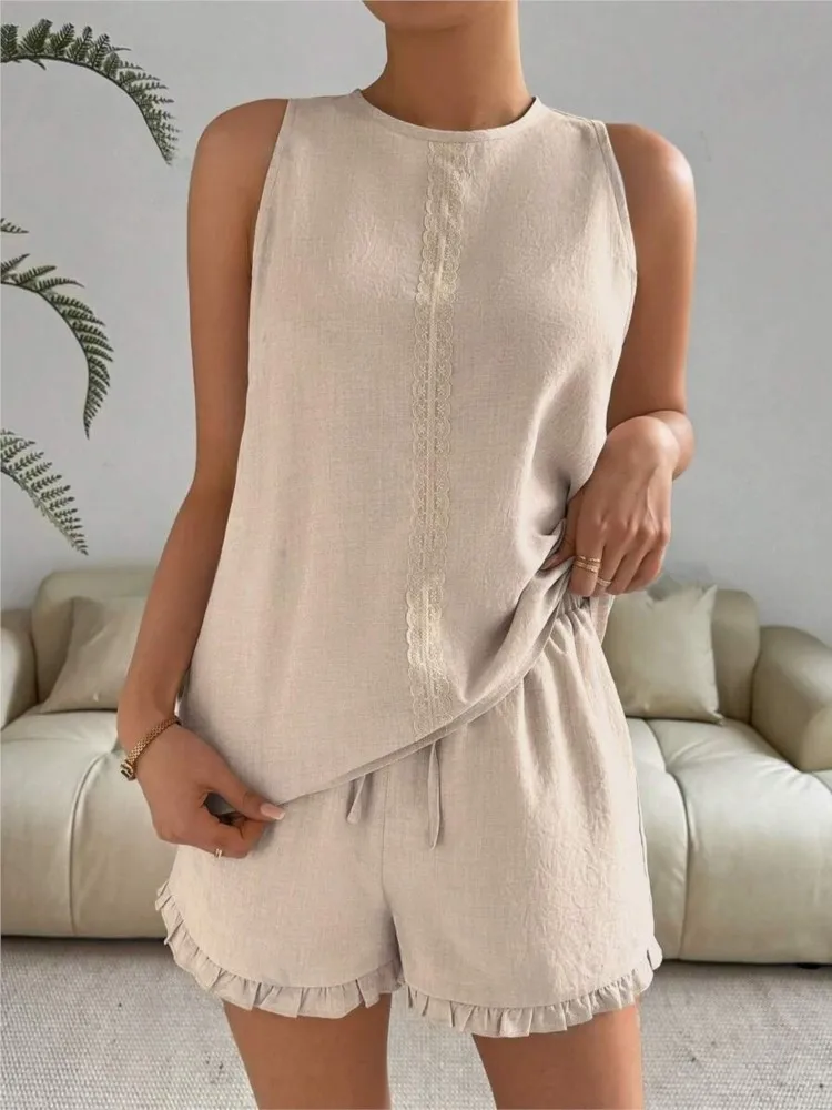 

Womens Clothing Fashion Casual Set Of 2 Pieces New Elegant Office Top Shirt Solid Short Pant Holiday Party Casual Suit For Women