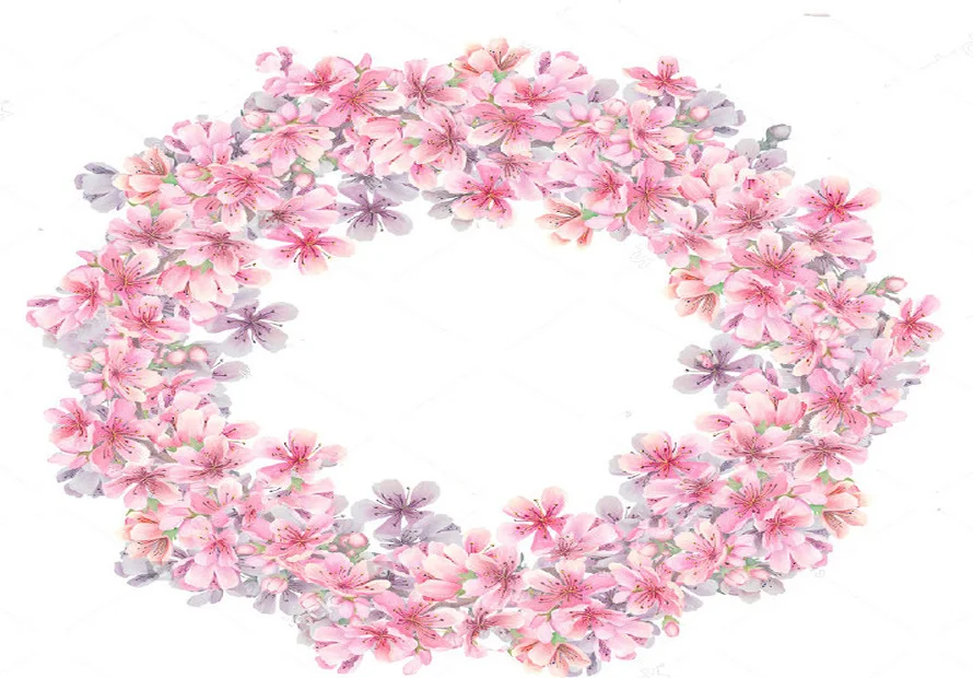 JOHNSON Pink Cherry Blossoms Watercolor Flower Garland backdrop  High quality Computer print wedding background