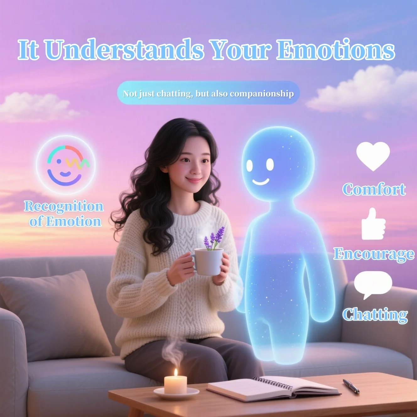 AI روبوت رفيق Chatbot Jarvis GPT ردود الفعل الصوتي التعرف على العاطفة متعدد اللغات دعم هدايا العيد شخصية مخصصة