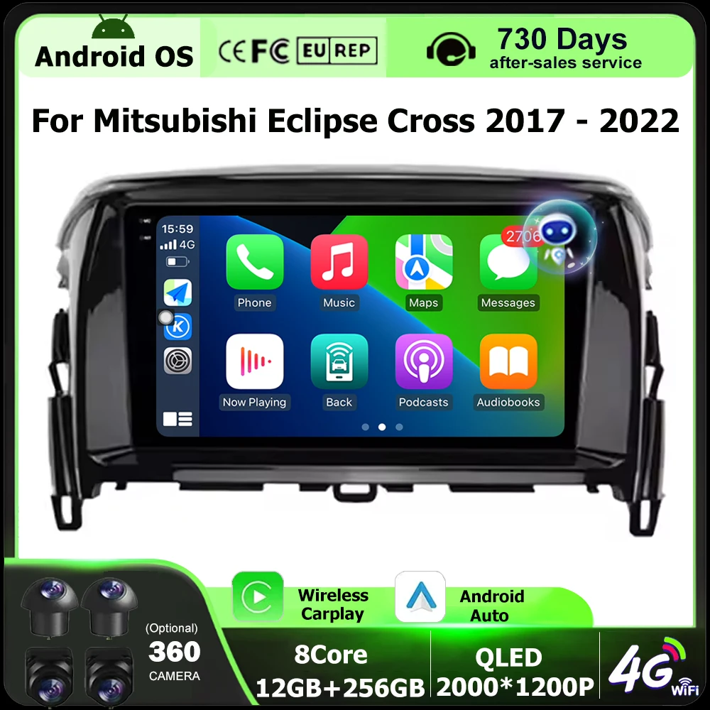 9 pulgadas para Mitsubishi Eclipse Cross 2017 - 2022 Android 16 Auto Radio reproductor de vídeo Multimedia herramientas de navegación GPS 4G WIFI