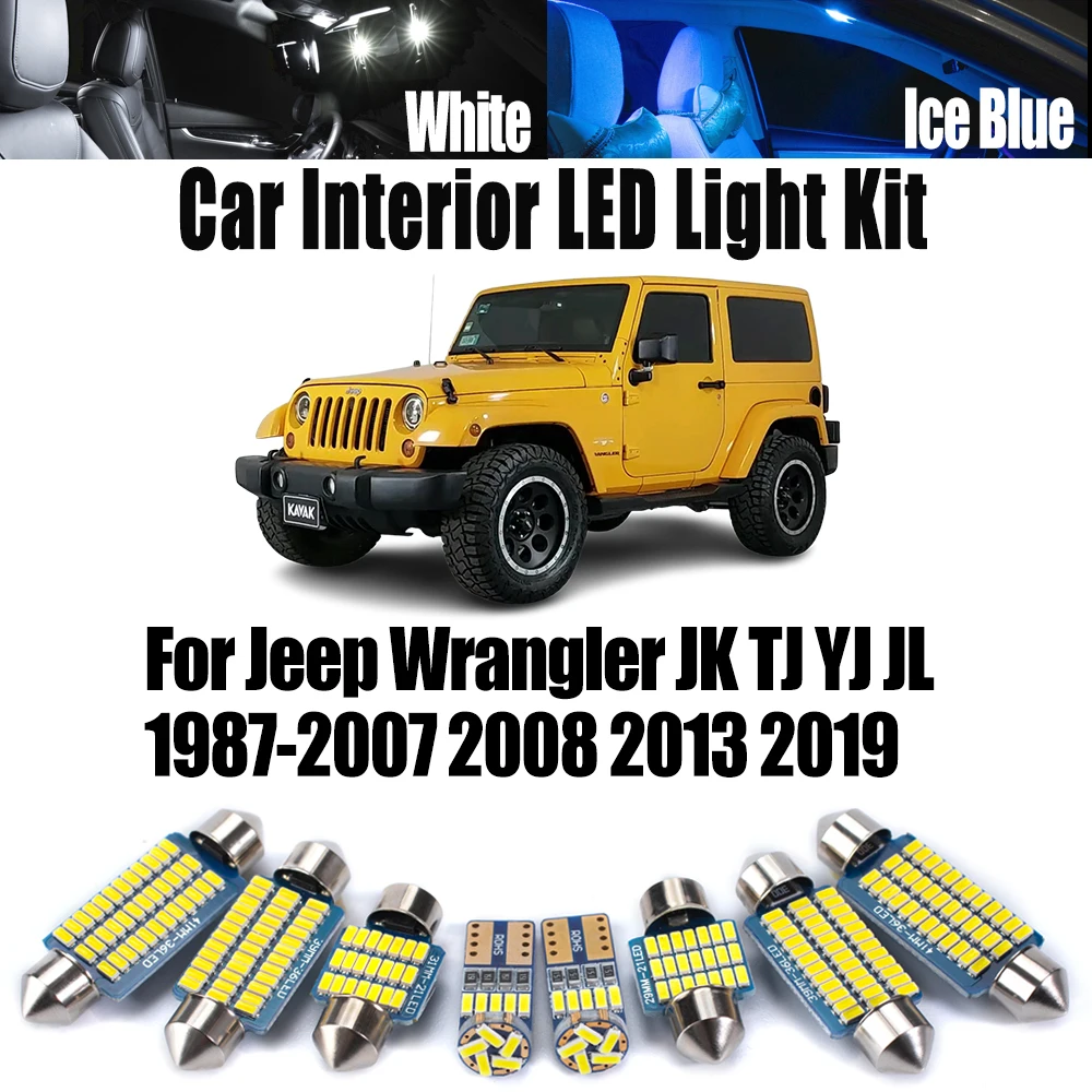 

Светодиодный внутренний купольный светильник Canbus, комплект автомобильных ламп для чтения для Jeep Wrangler JK TJ YJ JL 1987-2006 2007 2008 2013 2019, аксессуары