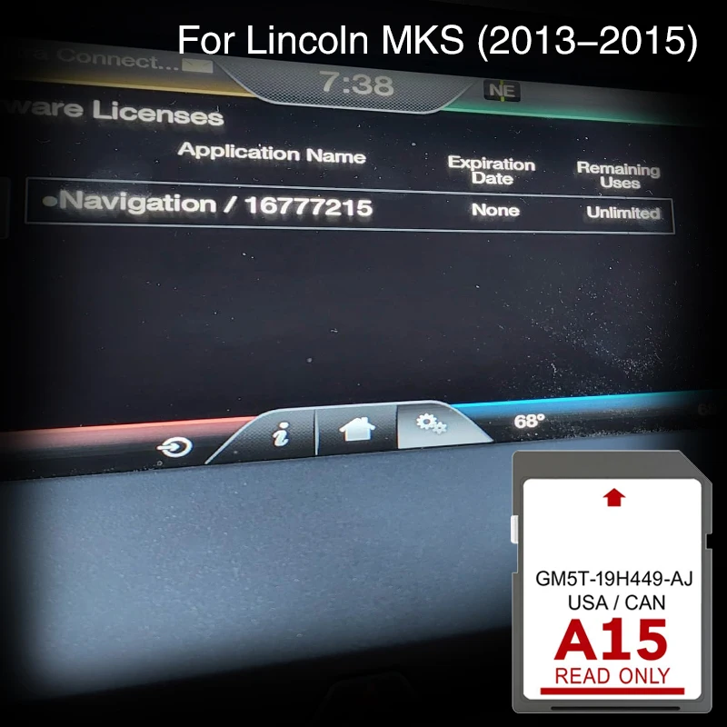 GM5T-19H449-AJ for Lincoln MKS from 2013 to 2015 Cover USA CAN Mex Navigation SD Map 32GB Memory Card