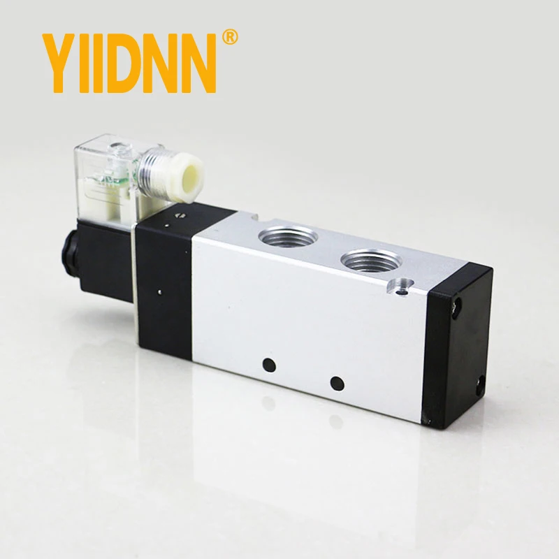 YIIDNN 4V410-15/10 5/2 Way Pneumatic Air Solenoid Valve PT1/2 DC/AC24V 110V 220V Single Electrical Control Air Solenoid Valve