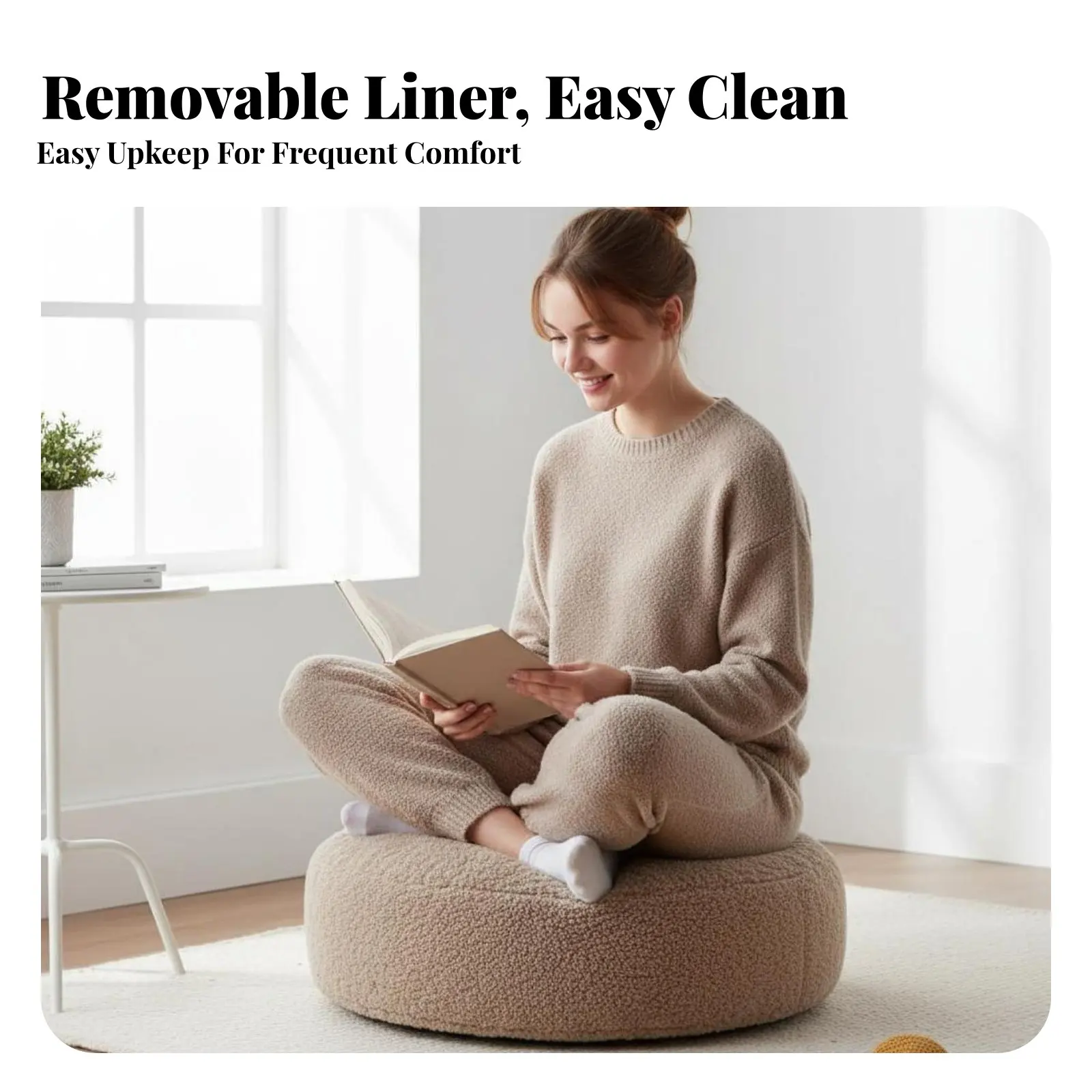 

Round Stool pad Soft Fleece Texture Sherpa Round Stool adaptable Cute Design for Office Workers, Living Room, studying corner