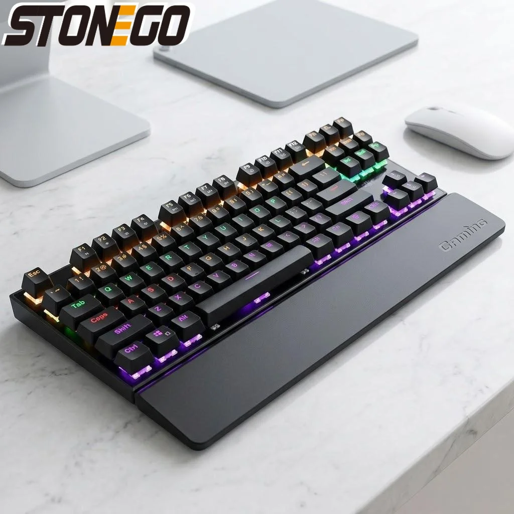 

Wired Backlit Mechanical Gaming Keyboard 26 Keys Anti Ghosting Colorful LED Illuminated USB for Gamers