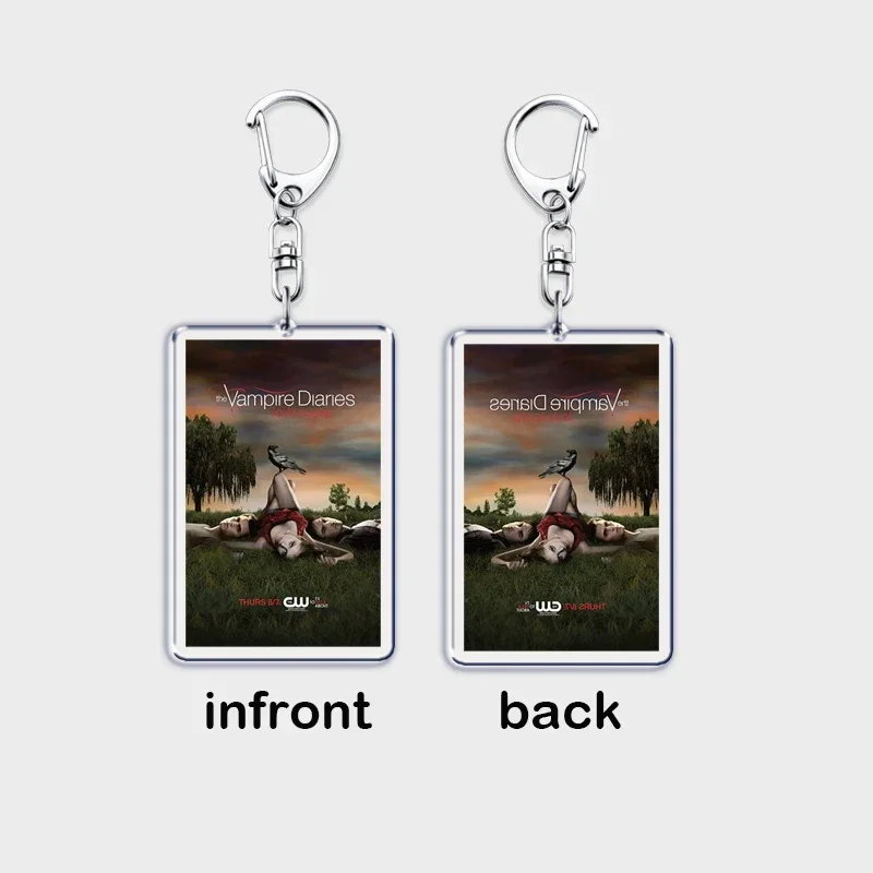 TVD The Vampire Diaries Keychain for Accessories Bag Damon Stefan Salvatore Elena Gilbert Key Chain Keyring Jewelry Fans Gifts