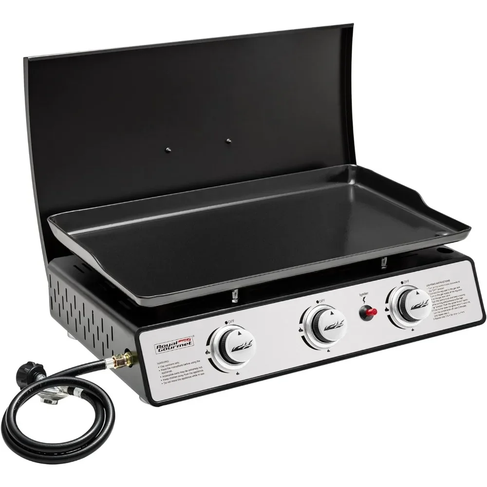 Pd2301s 3-Brenner 25.500 BTU tragbare Gas grill platte mit oberer Hardcover, 24-Zoll-Tischgrillstation