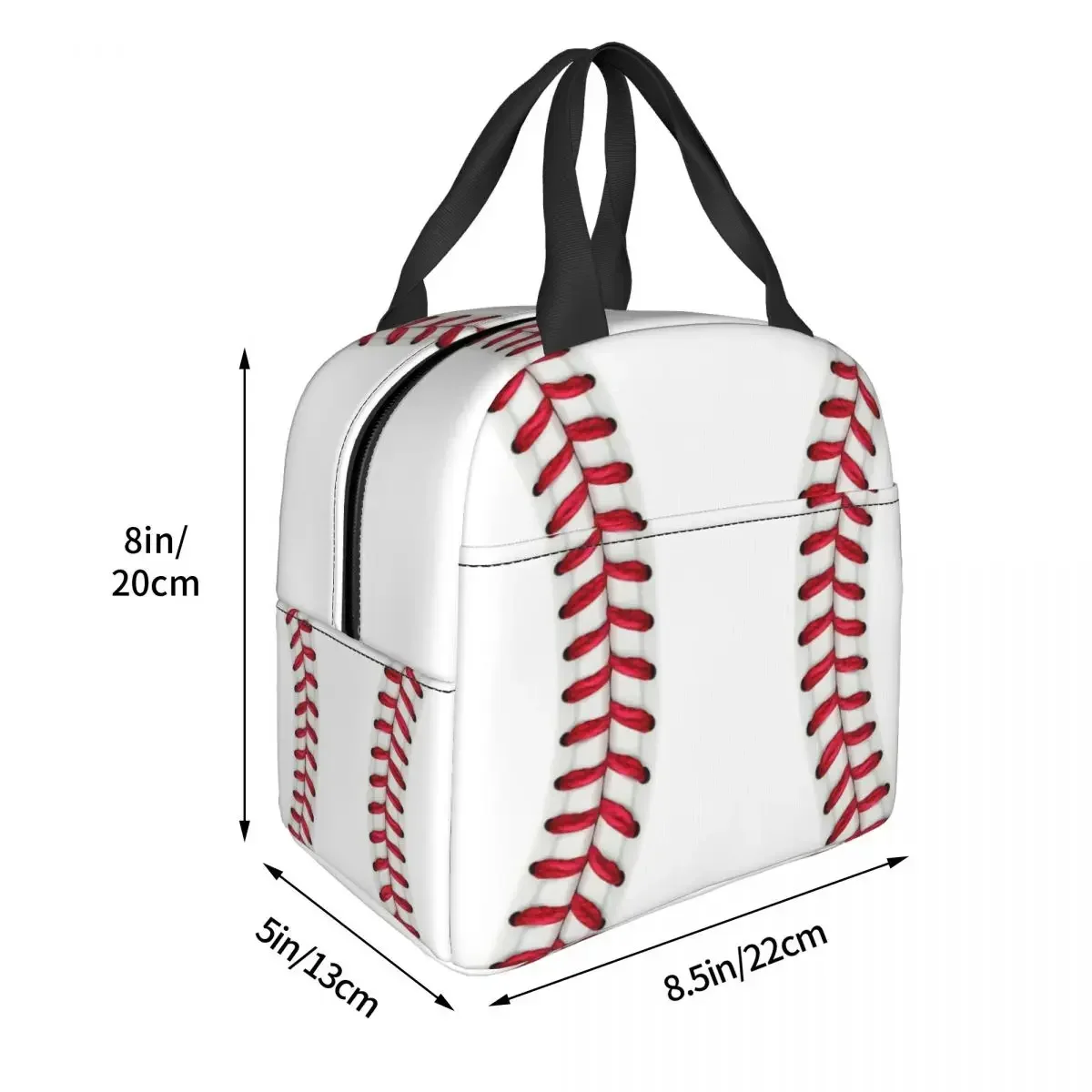 Baseball Lace Lunch Bag for Camping Travel Portable Picnic Insulated Cooler Thermal Lunch Box Women Kids Tote Container