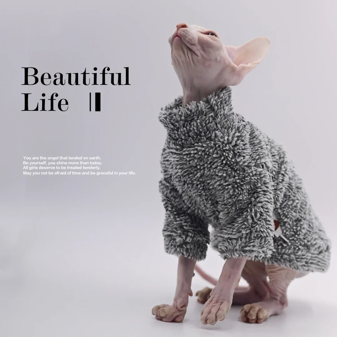 DUOMASUMI-Tenues de chat super cool, vêtements d'automne et d'hiver chauds, vêtements sans poils, vêtements en déclin pour chat Sphynx