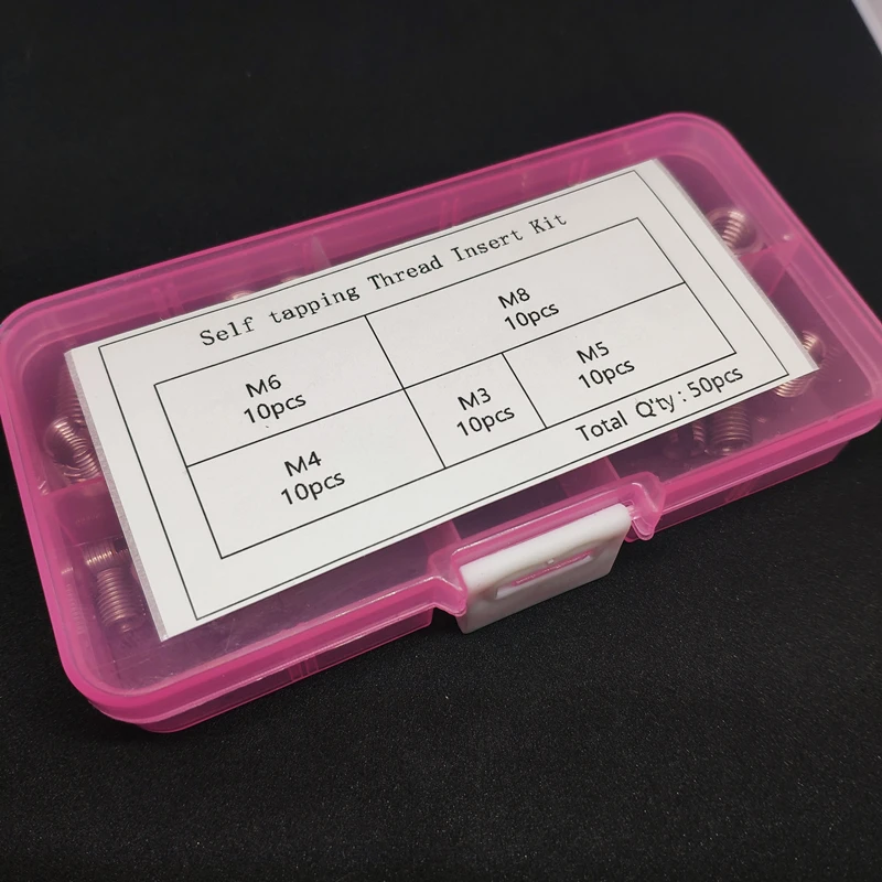 50 Pz/set In Acciaio Inox M3 M4 M5 M6 M8 Filettatura Autofilettante Inserti Intagliati Set di Strumenti di Riparazione Filettatura set Inserti Filettatura kit
