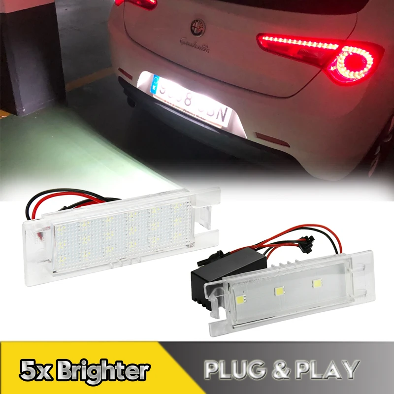 

2Pcs Canbus LED License Plate Lights For Alfa Romeo 147 156 159 166 Giulietta Mito Brera Spider GT Coupe Car Number Plate Lamps