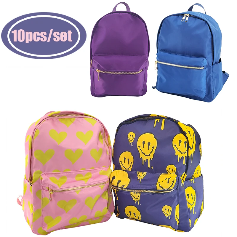 Mochila púrpura de nailon impermeable para niña adolescente, Bolsa Escolar de gran capacidad, equipaje de viaje para estudiantes universitarios, 10 unidades