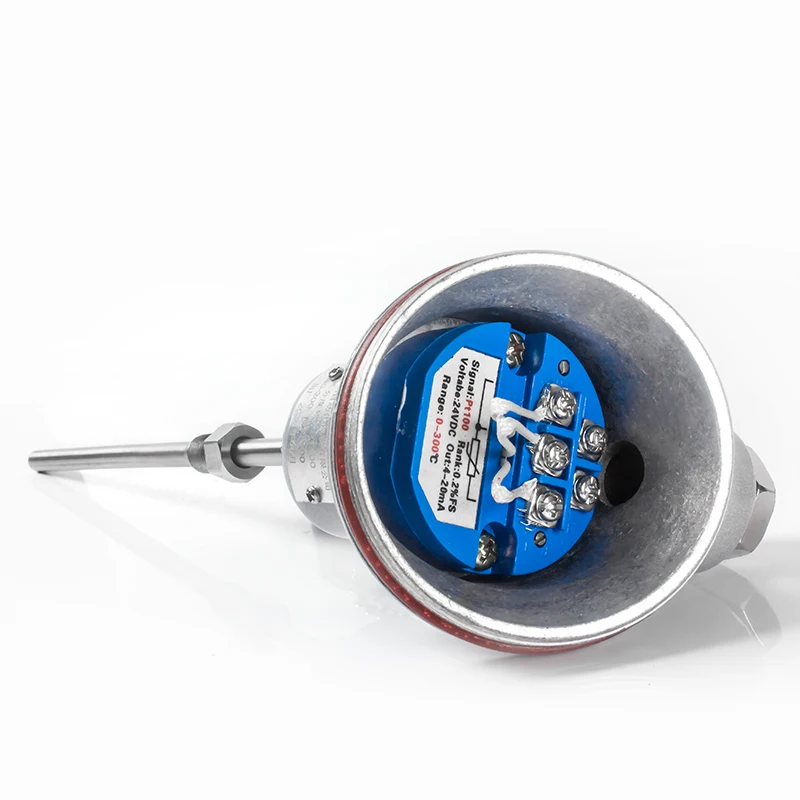 Armored Temperature Sensor PT100 Type 100C 200C 400C 600C Temperature Transmitter 4-20mA G1/4 Thread Temperature Transducer