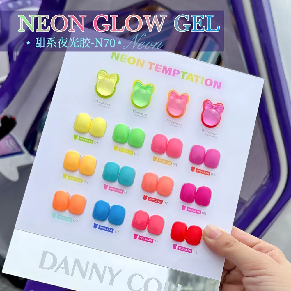 Spring Macaron Fluorescent Gel Pollish Set With Display Card Candy Bright Colors Gel Soak Off UV LED Gel Fluorescence Lacquer