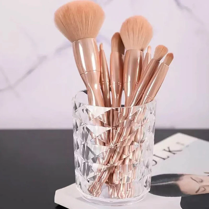 1PC Transparent Cosmetic Brush Holder Cup Pen Holder For Dressing Table Cosmetic Storage Dustproof Makeup Brush Storage Bucket