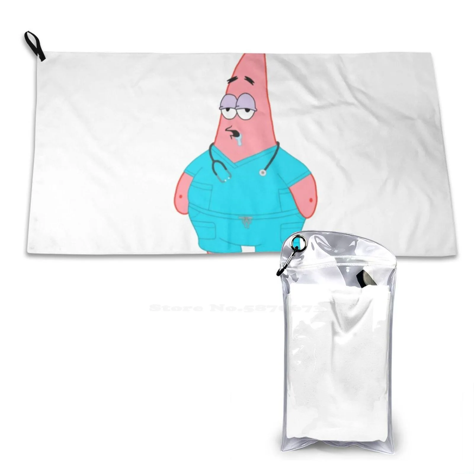 Patrick In Scrubs Print Washcloth Beach Towel Travel Patrick Star Nurse Doctor Physician Assistant Bikini Bottom Stethescope