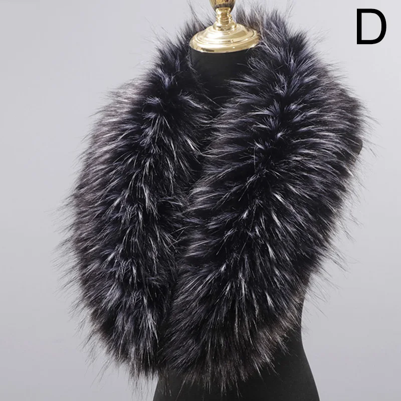 50cm Faux Fur Collar Winter Large Fake Fur Coat Scarves Luxury Women Neck Collar Warm Fluffy Shawl Female Cloth Accessories