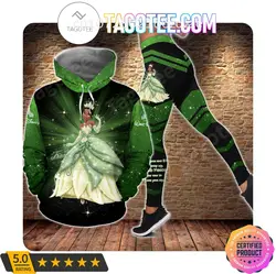 New Disney Princess Tiana Hoodie Women's Hoodie Yoga Pants Set Disney Women's Yoga Leggings Hoodie Fashion Sports Suit