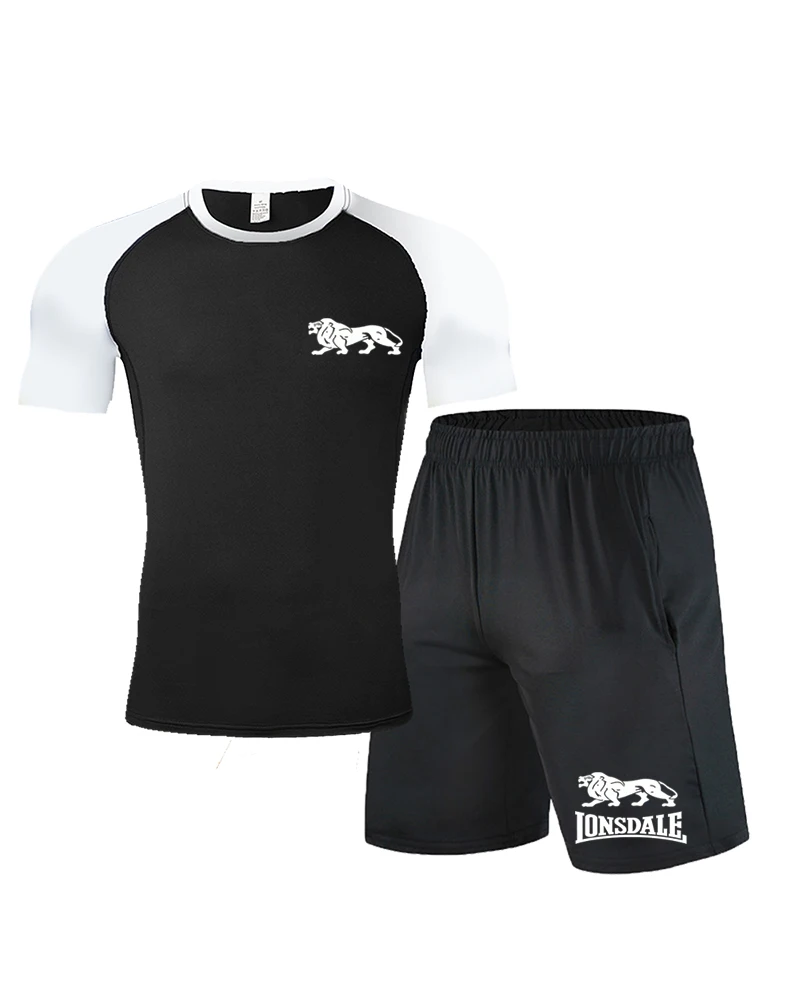 

2026 New Dragon Lion Dell Men's Sunscreen Breathable Quick Drying Outdoor Sports and Leisure Short Sleeve Two Piece Set
