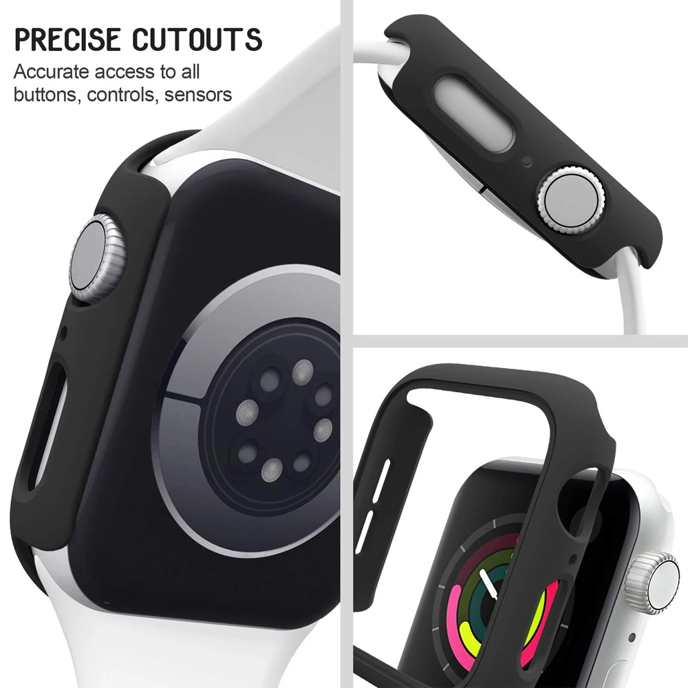 Tempered Glass+cover For Apple Watch Case series 8 7 6 5 se 44mm 40-42-38-41mm 45 mm PC Screen Protector Apple Watch Accessories