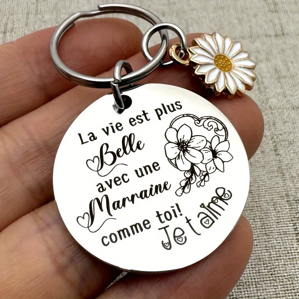 French Godmother Keychain, Mother's Day Christmas Birthday Gift from Goddaughter Godson, Pregnancy Announcement Present