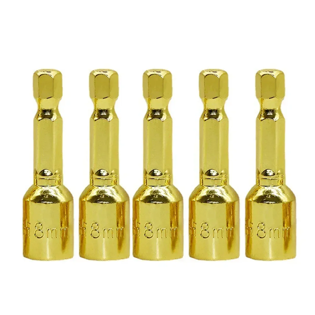 5pcs Hex Socket Adapter  8mm Magnetic Nut Driver  Sturdy and Dependable Tool for Machine Repair and DIY Projects