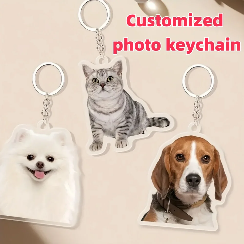 1Pc Custom Photo Acrylic Keychain - Personalized Pet Photo Keychain,Used for Key or Zipper Bag,Party Favors,Thoughtful Keepsakes