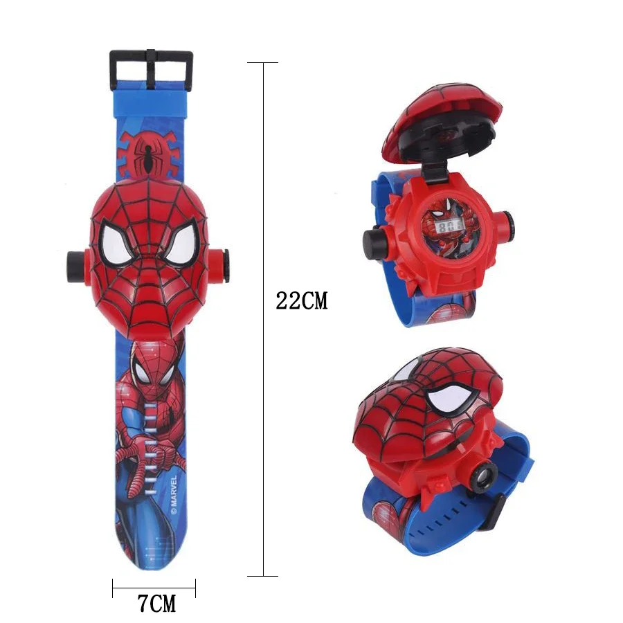 Marvel Kids Watch 3D Projection Cartoon Spiderman Iron Man Minnie Hulk Disney Princess Digital Anime Watch Toy Gift