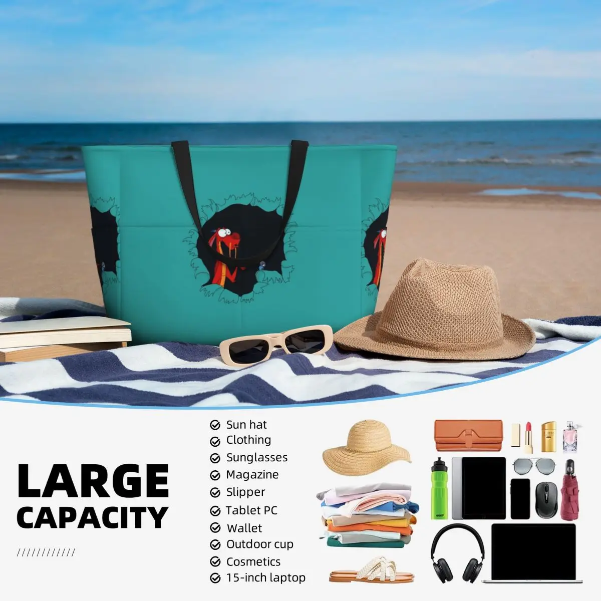 Mushu Dari Mulan Beach Tote Bag Sport Gym Yoga Duffle Tas Tote Besar Tas Travel Wanita Tas Kebugaran