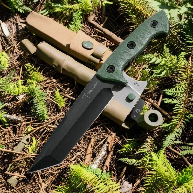 WPKOPYA(USA) Full Tang 440 Hunting Straight Knife +K Sheath, Camping survival knife, outdoor tactical knife