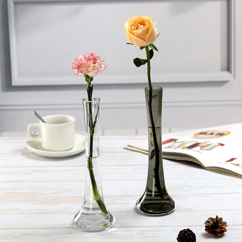 

Glass Vase Home Decor Flower Arrangement Lily Rose Transparent Modern Dining Table Decoration Small Vase Ornament Декор Для Дома