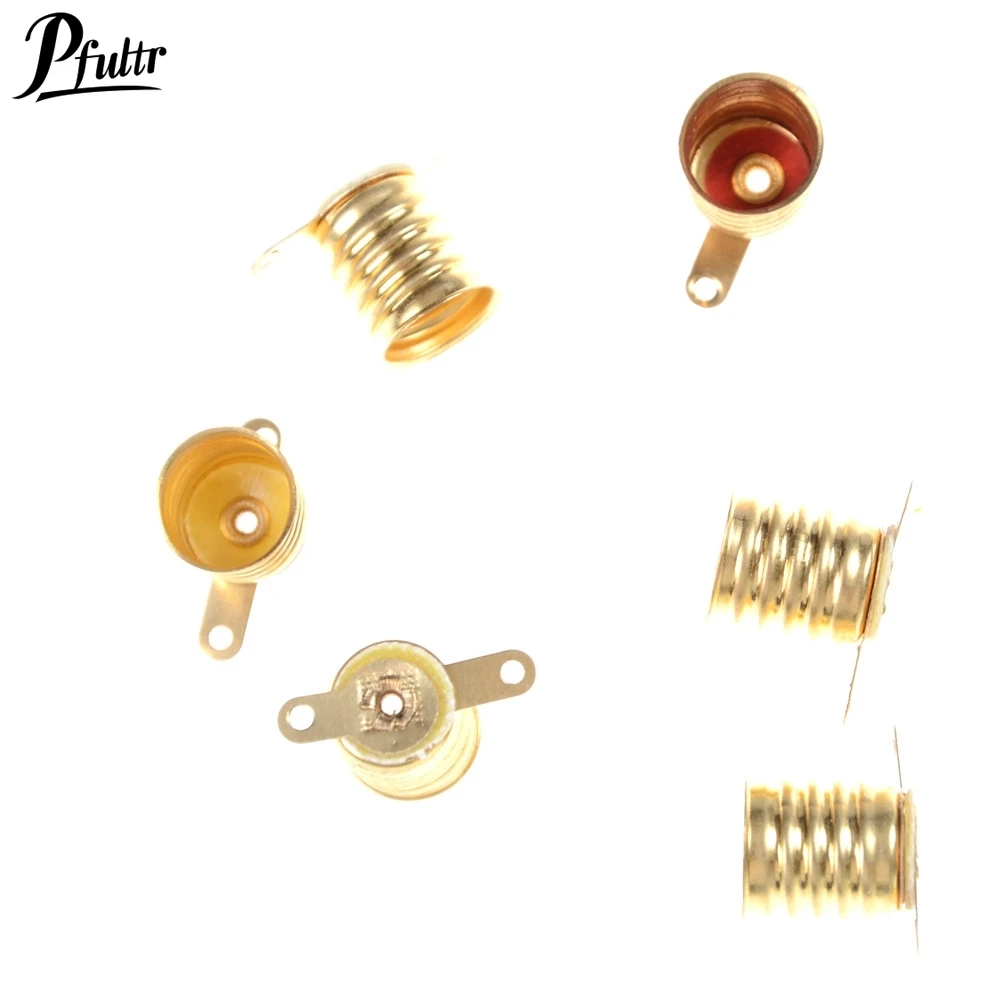 5pcs/set E10 Straight Copper Light Bulb Screw Base PCB Socket Lamp Holder