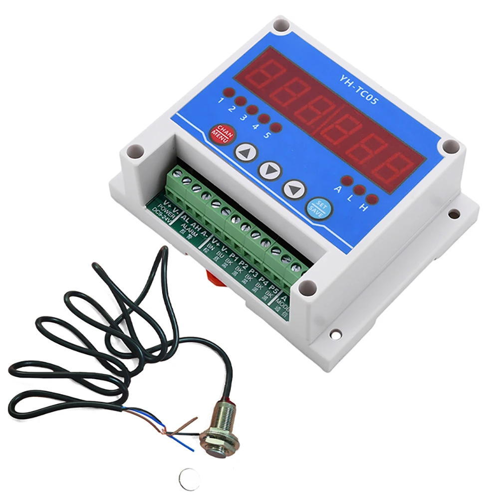 YH-TC05 DC12-24V Tachometer Counter Electronic Digital Display Tachometer Gauge Sensor Non-Contact Motor Speed Meter with Modbus