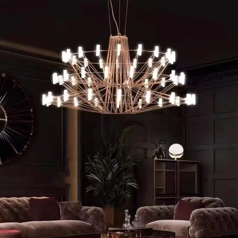 

Designer Living Room Main Pendant Light Nordic Simple Stainless Steel Luxury Bedroom Light Dining Room Chandelier