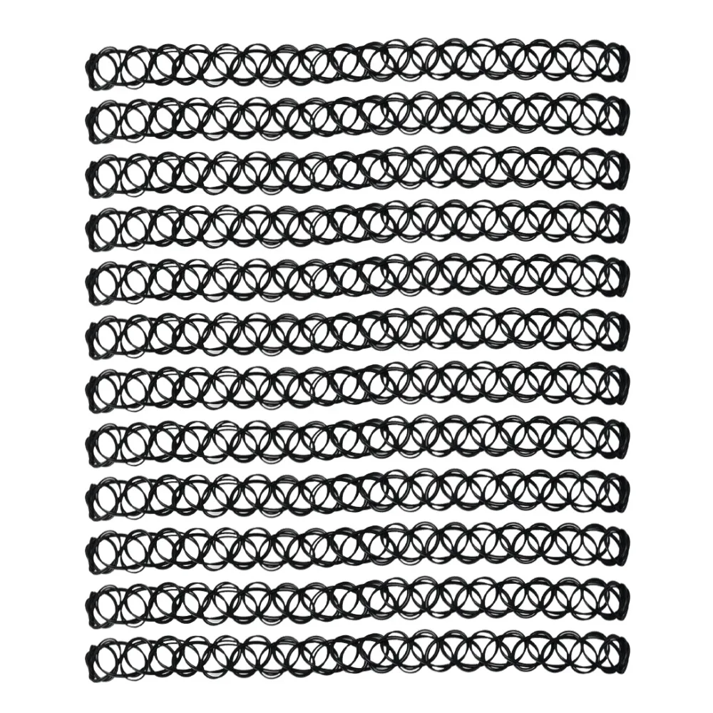 12pcs Hippy Plastic Tattoo Choker Necklace for Women Punk Elastic Chokers Stretch Fishing Line Weave Necklace Trendy Accessories
