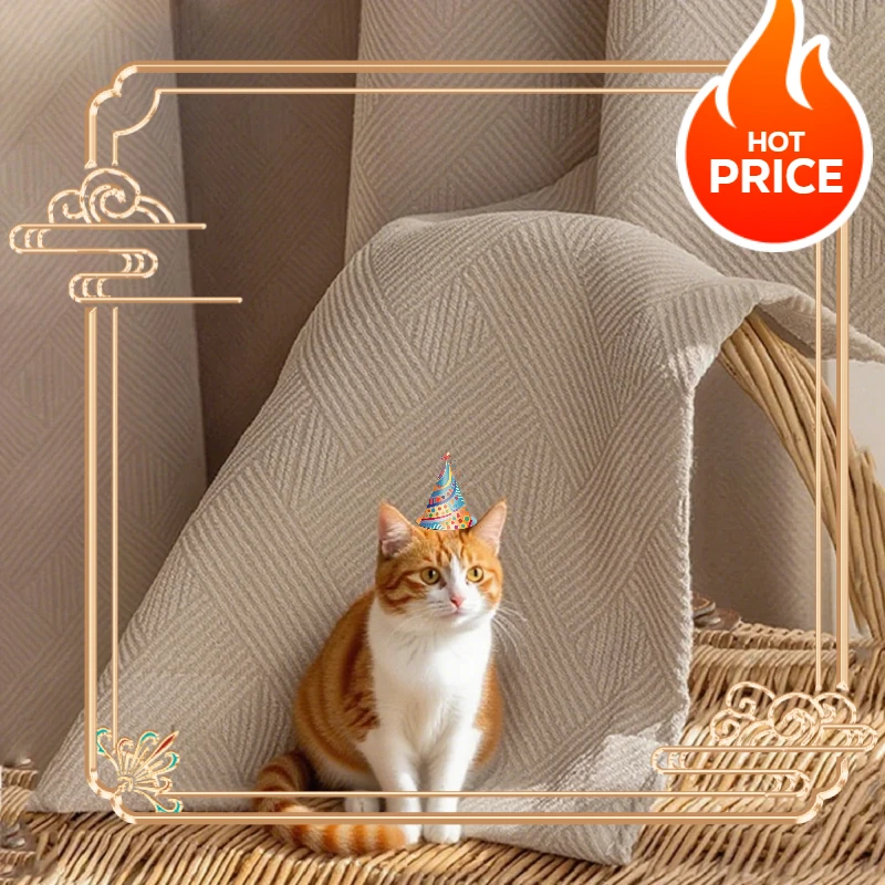 

Milk Tea Chenille Curtains Luxury Thickened Blackout Curtains Living Room Bedchamber Insulation Jacquard Curtain for Office