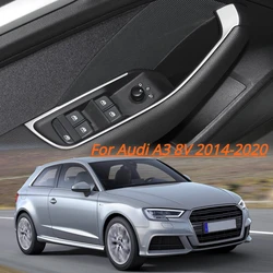 Stainless Steel Car Window Open Switch Panel Trim Cover Sticker for Audi A3 8v 2014-2020 Car Inner Modification Acc.