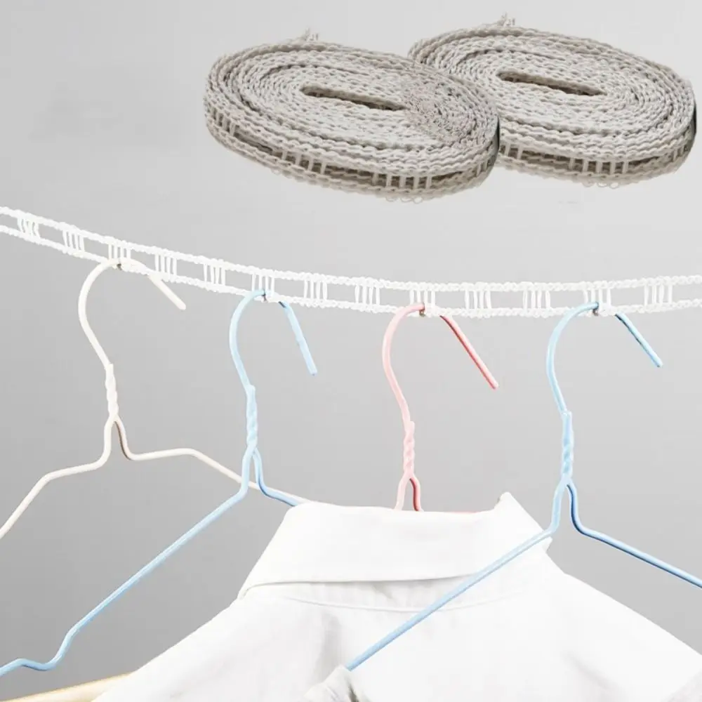 

2PCS Portable Windproof Clothesline Adjustable Length with Hooks Camping Hanger Rope Space-Saving Outdoor Clothesline Travel