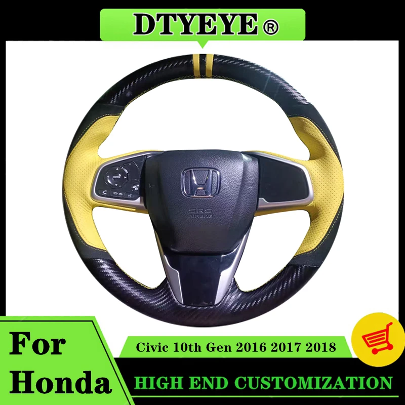 

Car Steering Wheel Cover For Honda Civic 10th Gen 2016 2017 2018 Car Accessories Customized DIY Original Steering Wheel Braid