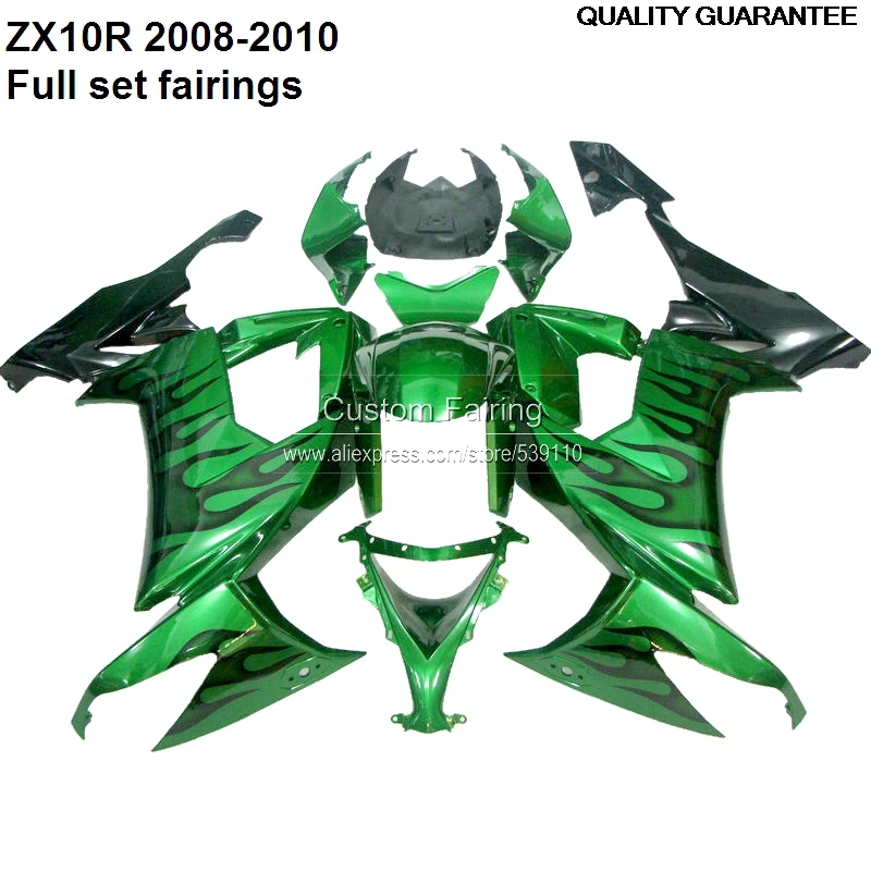 

ZX10R 2008 For Kawasaki Ninja ZX 10R 08 10 2008 2009 2010 green fairing kit fairings [XX006]
