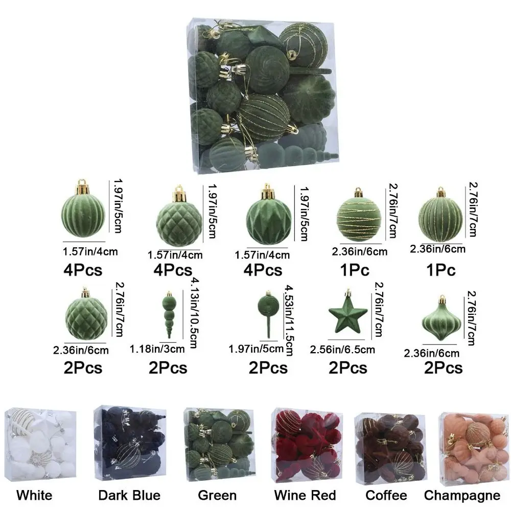 24 قطعة كرة عيد الميلاد المتدفقة الملونة قابلة لإعادة الاستخدام مقاومة للكسر كرات عيد الميلاد قلادة كرة عيد الميلاد الخماسية المزخرفة
