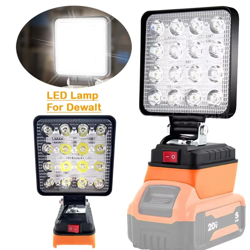 Luz LED de trabajo con batería de iones de litio de 18V para Makita/Dewalt/Milwaukee, linterna de 3/4 pulgadas, lámpara de inundación de emergencia
