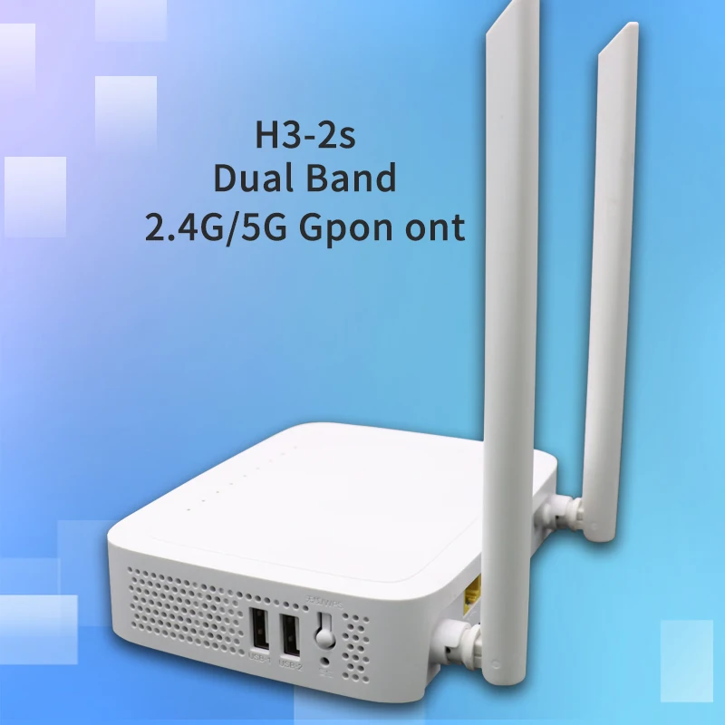 

H3-2S 5G ONU Gpon 4GE+2USB+2.4/5G Dual Band WIFI AC Gpon Fiber ONT Secon-hand No Power FTTH Optical Fiber Router Free Shipping